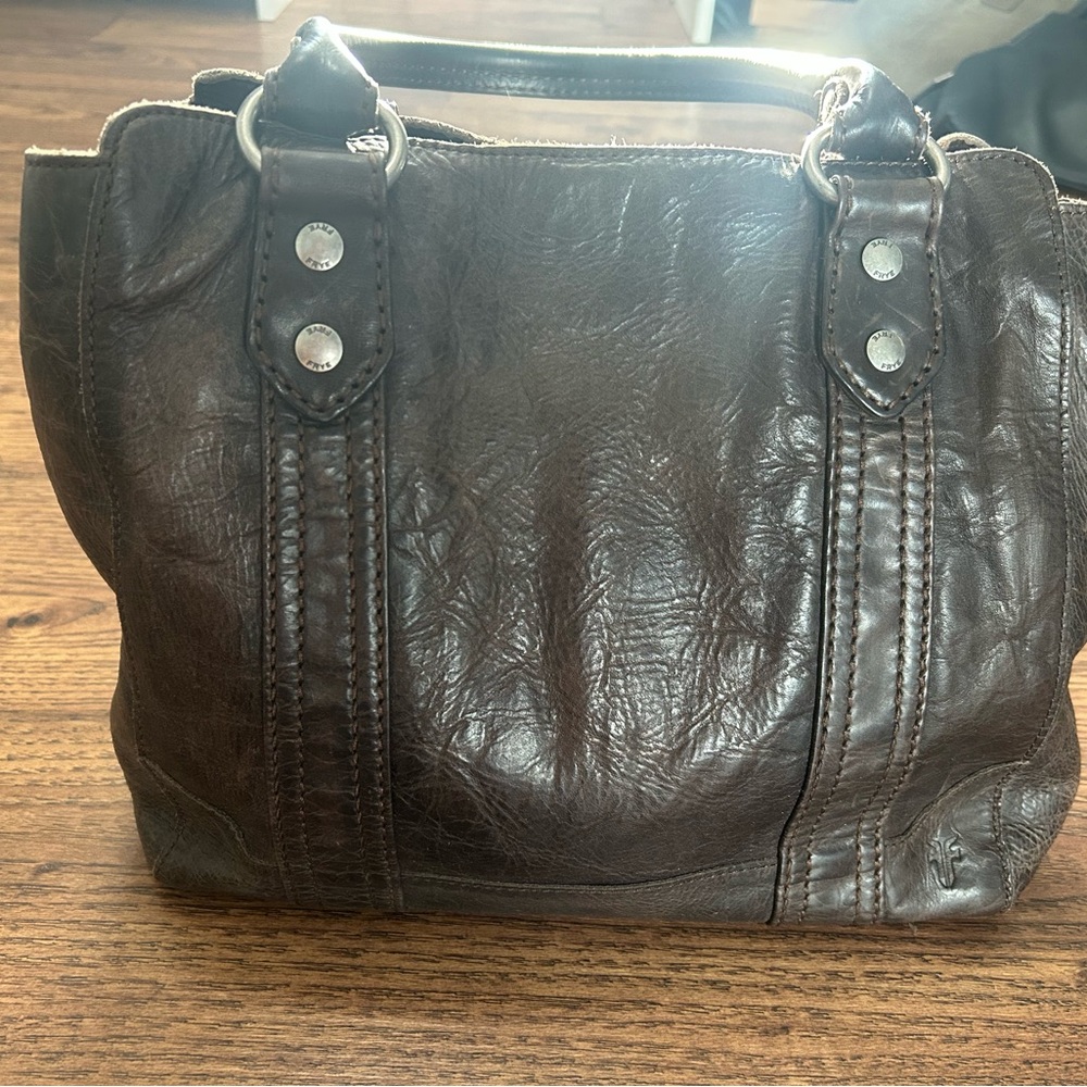 Frye Dark Brown Leather Logo Patch - image 1